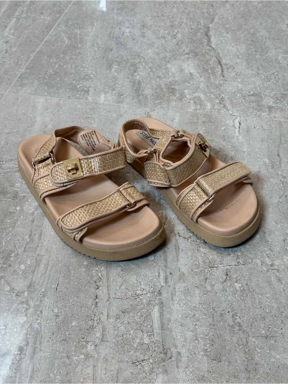 Steve Madden Beige Woven Strappy Sandals